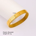 Golden 11mm elastic watch-band style bracelet in polished stainless steel for women - Gold (Style 129)