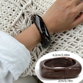 Irregular dark brown marble resin cuff bracelet with translucent gold foil accents - Reddish Dark Brown 2252