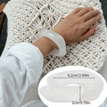 Chunky irregular white acrylic resin bangle with translucent milky finish and wide design - White 2503