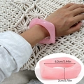Pink translucent acrylic resin bangle with a chunky geometric design and golden accents - Deep Pink 2252