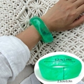 Translucent green resin wide bangle with 6.2cm inner diameter and marble swirl effect - Emerald Green 2252