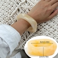 Beige marble textured resin bangle in wide semi-transparent acrylic style for women - Beige 2252