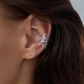 Silver spider web ear cuff for cartilage, gothic style earring for Halloween accessories - White Gold Single Piece