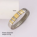 Two-tone gold and silver elastic bracelet with clear rhinestones in 12mm width - Two-Tone Rhinestone Style (Model 80)
