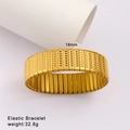 Golden 18mm elastic bracelet with pyramid texture finish in stainless steel - Gold Pyramid Texture Style (Style 82)