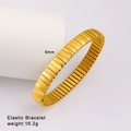 Golden elastic watch band bracelet for women featuring 9mm width textured metal design - Gold-Tone Alloy Decorative Style (Style 84)