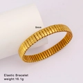 9mm gold elastic stainless steel bracelet with textured finish for a minimalist style - Brushed Gold Minimalist Style (Style 85)