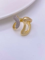 Lussuoso anello asimmetrico placcato oro 18K con scintillanti zirconi cubici - Aperto Regolabile / Stile Aerodinamico Irregolare / Oro