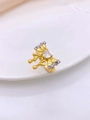 Detailansicht eines goldenen Schleifenrings mit Herz-Zirkon und funkelnden Diamanten - Herz Zirkonia Flüssigmetall Schleife Stil (Ring C)