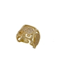 Detailed view of gold elephant ring with sparkling zircons and a smiling face design - Adjustable Open Design / Hollow Elephant Style