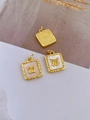 Detail of square gold pendants featuring inlaid mother of pearl and 3D butterfly charms - Butterfly - Gold (Pendant Only (Without Chain))