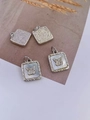 Detail of square gold-plated shell pendants with 3D butterfly design and pearl luster - Butterfly - Silver (Pendant Only (Without Chain))