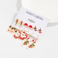 Weihnachts-Ohrring-Set mit Weihnachtsmann und Rentier auf einer Displaykarte - Set 05 Gold (6745)