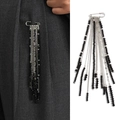 Silver-tone multilayer tassel brooch with black beaded chains for suit lapel styling - Layered Black Beaded (0362)