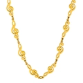 Golden music note necklace featuring polished stainless steel G-clef link design - Musical Note Necklace / Gold