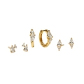 Exquisites vergoldetes Ohrring-Set mit Tropfen- und Marquise-Zirkonia Steckern und Creolen - Wassertropfen-Stil