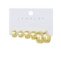 Close-up of three pairs of gold-plated hoop earrings with micro-set zircon details - Graduated Size Thick Hoop Style (2E11M24112)