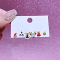 6-teiliges Weihnachts-Ohrring-Set mit Rentier, Baum und Hut in Gold-Finish - Rentier Weihnachtsbaum und Festliche Tasche Stil (Weihnachten)