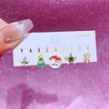 Juego de pendientes de Navidad con diseños de ángel y árbol, circonitas y pines de plata - Estilo de Pendientes de Botón de Ángel y Ciervo (23073111)