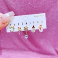 6-piece Christmas earring set with reindeer, candy cane, and snowman designs - Christmas Reindeer and Snowman Studs Style (23073113) / 6-Piece Set