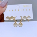 Macro shot of a 6-piece earring set featuring opal stones and gold-plated alloy details - 14K Gold Plated