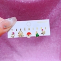Set de pendientes de Navidad con motivos festivos de Papá Noel y árboles de Navidad - Estilo de Pendientes de Botón de Papá Noel y Estrella (23073116)