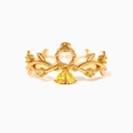 Verstellbarer goldener Prinzessinnenring mit gelbem Zirkonia und floralem Blattdesign - Gold Prinzessin (2L40 Gold)
