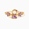 Verstellbarer goldener Ring mit lila Zirkonia-Puppendesign und weißen Edelsteinen - Gold Figur (2L41 Gold)