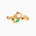 Verstellbarer goldener Meerjungfrau-Ring mit bunten Zirkon- und Meeresmotiven - Gold Meerjungfrau (2L45 Gold)