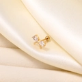 Goldener Schmetterlings-Ohrknorpelstecker mit Zirkonia-Steinen und Schraubverschluss - Goldene Tautropfenschleife (Einzelstück)