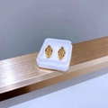 Detailansicht der goldener Käfigohrringe mit rosa Edelstein und klaren Zirkon-Akzenten - Gold Pink Zircon Balloon