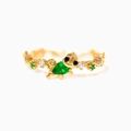 Verstellbarer Chamäleon-Ring in Gold mit grünem Zirkon und bunten Steinen im Retro-Design - Gold Chamäleon (2L44 Gold)