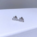 Funkelnde silberne Hello Kitty Ohrstecker mit weißem Zirkonia-Besatz für Damen - Katzenform / Silber