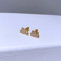 Schicke vergoldete Hello Kitty Ohrstecker mit Schraubverschluss und Zirkonia Besatz - Katzenform / Gold