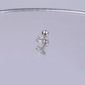 Makroaufnahme von Planeten-Ohrstecker aus Edelstahl mit glänzendem Zirkonia-Stein - Silber Kreuzstern Stil