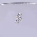 Makroaufnahme eines funkelnden Sternohrsteckers mit Zirkonia und Schraubverschluss - Silber Mikro-Pave Stern Stil