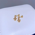 Κομψά σκουλαρίκια Fleur-de-lis 18K χρυσή επένδυση με αστραφτερές πέτρες ζιργκόν - Στυλ Κρίνος Μικρο-ένθετο / Χρυσό