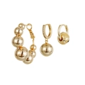 Golden earrings set featuring green zircon beads and textured evil eye ball pendants - Gradient Beads Evil Eye Gold Earring Set (K92A0955)