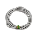 Close-up of silver tubogas wrap bracelet with gold buckle set with green emerald zircons - Green Zirconia (CK2267)