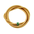 Detail of gold multi-layer snake chain with three emerald green rectangular stones - Green Zirconia (CK2274) / Gold
