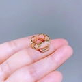 Elegant gold-plated open ring with hollow circles and rectangular zircon inlay - Gold Round Zircon Style