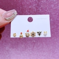 Weihnachtliche Ohrstecker-Set mit 925er Silberstiften, Schneemann und Schneeflocken - Weihnachtselement 6-teiliges Set (M242502) / 6er-Set