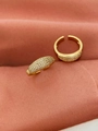 Vintage gold-plated open rings with multi-row pavé setting crystals and engraved details - Open Ring / Gold
