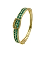 Détail du bracelet boucle fer à cheval avec zircon émeraude à deux rangées, plaqué or 18k - Or-Zircon Vert