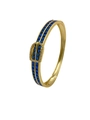 Détail du bracelet fer à cheval avec zircons bleus carrés et placage or 18 carats - Or - Zircon Bleu