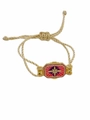 Bracelet bohème ajustable avec pendentif tarot violet et zircons rose fuchsia - Style Tarot Étoile