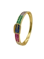 Vue détaillée du bracelet fer à cheval doré avec incrustation de zircons colorés - Or - Zirconia Multicolore