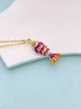 Detail of colorful articulated koi fish pendant with purple enamel and gold finish - Purple Yellow And Orange Style
