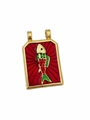 Ciondolo a pesce rettangolare placcato oro con smalto rosso e verde su fondo bianco - Ciondolo in Smalto con Motivo a Pesce - Ciondolo Solo (Senza Catena) (Ciondolo Solo-03)