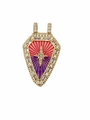 Ciondolo a scudo dorato con smalto sfumato rosso viola e brillanti zirconi micro-intarsiati - Ciondolo in Smalto con Sfumatura a Stella Solo (Senza Cadena) - 04